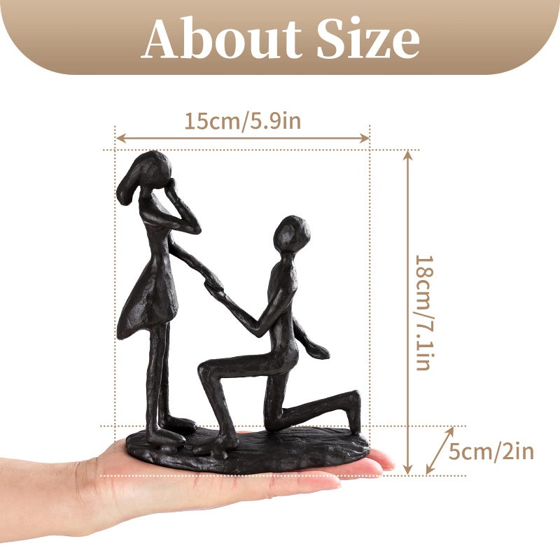 Sziqiqi Sziqiqi Iron Sculpture for Couple Handcraft Statue Gift for Wedding Anniversary Decorative Modern Sculptures Proposal Gifts Ornament Figurine for Couples Valentine Girlfriend  - Image 5