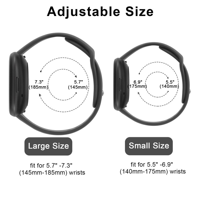 Vanjua Band Compatible with Fitbit Sense 2 / Sense Bands, Fitbit Versa 4 / Versa 3 Bands Women Men, Soft Silicone Replacement Strap for Fitbit Sense 2 / Versa 4 Smart Watch (Small, Black) - Image 3