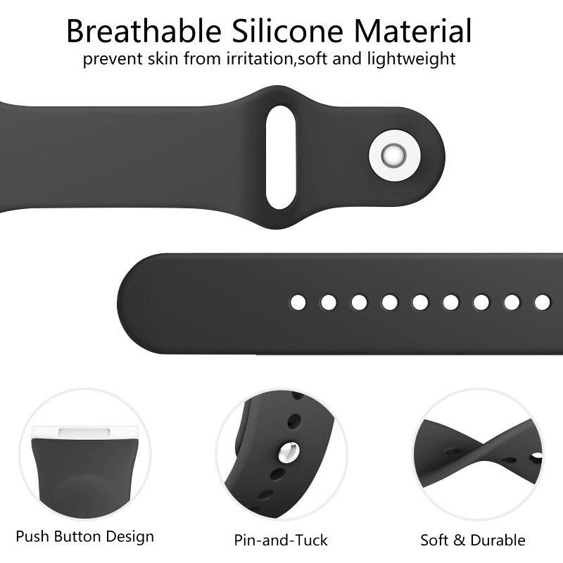 Vanjua Band Compatible with Fitbit Sense 2 / Sense Bands, Fitbit Versa 4 / Versa 3 Bands Women Men, Soft Silicone Replacement Strap for Fitbit Sense 2 / Versa 4 Smart Watch (Small, Black) - Image 4