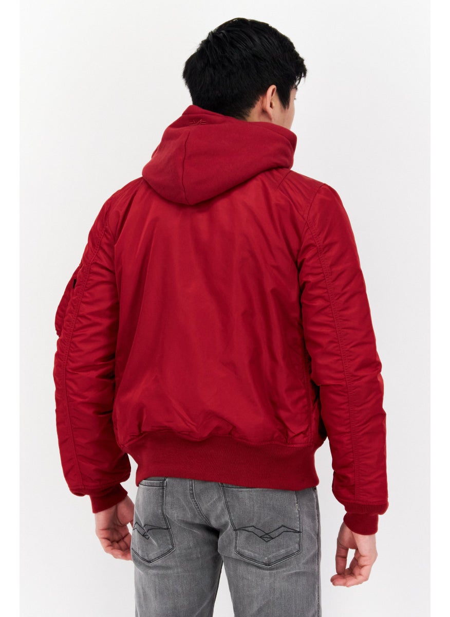 Men Plain Hooded Bomber Jacket, Red - pzsku/Z15AECF5833E30009AFE1Z/45/_/1726109151/652d21fc-d592-4544-bdfd-db52d732bd51