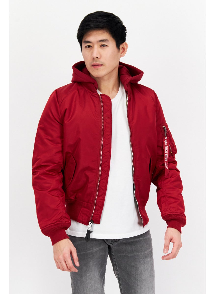 Men Plain Hooded Bomber Jacket, Red - pzsku/Z15AECF5833E30009AFE1Z/45/_/1726109169/0185edc4-ac99-4371-b00c-51de4b5cc6c2