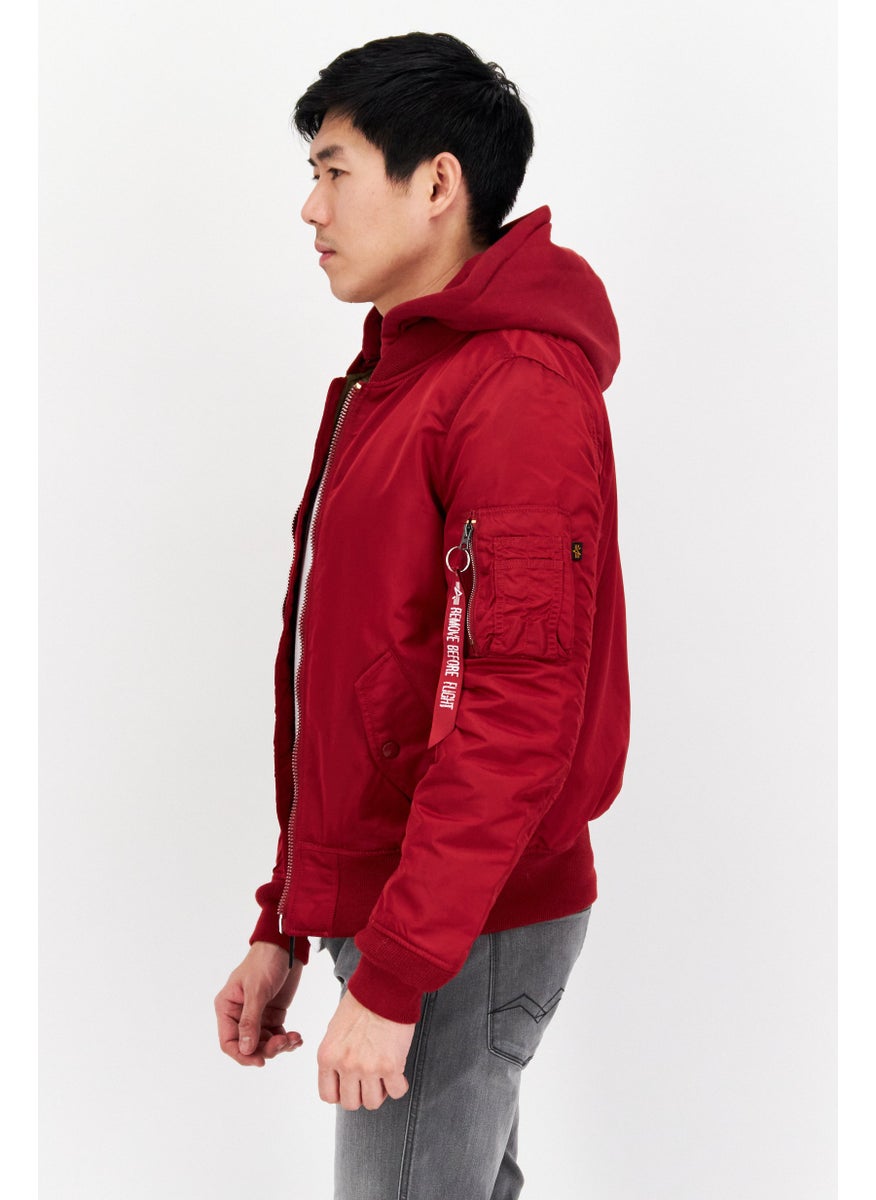 Men Plain Hooded Bomber Jacket, Red - pzsku/Z15AECF5833E30009AFE1Z/45/_/1736691325/e64c4d1e-0665-44ad-b2bb-6d241cd34f63