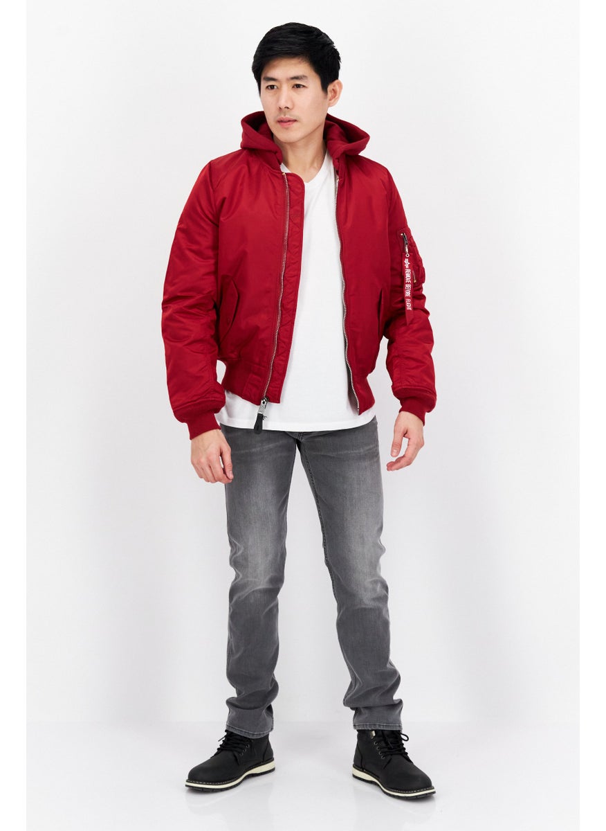 Men Plain Hooded Bomber Jacket, Red - pzsku/Z15AECF5833E30009AFE1Z/45/_/1736691328/b6e0fd21-8e2c-4308-b03b-7c094fd9ace7