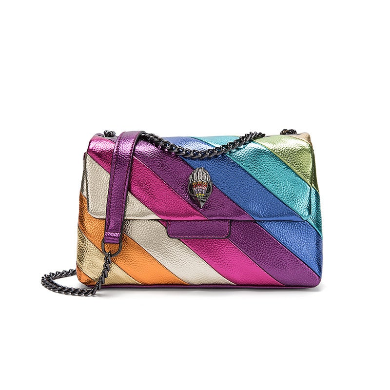 Colorblock Chain Crossbody Bag Rainbow Eagle Color