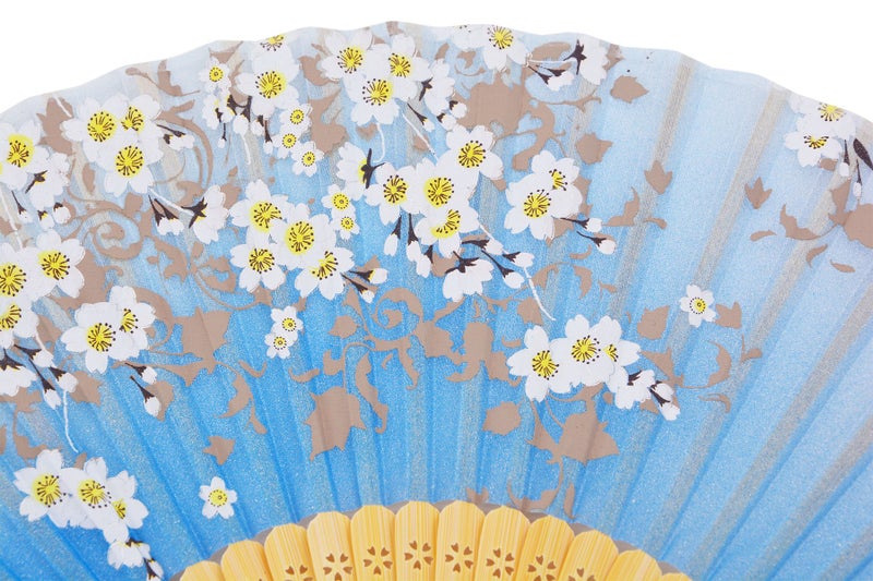 Amajiji 8.27"(21cm) Hand Held Bamboo Silk Folding Fan Hand Fan,Chinese/Japanese Charming Elegant Vintage Retro Style,Women Ladys Girls Best Gifts (SkyBlue) - Image 3
