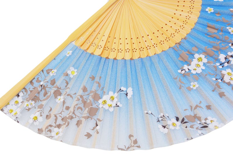 Amajiji 8.27"(21cm) Hand Held Bamboo Silk Folding Fan Hand Fan,Chinese/Japanese Charming Elegant Vintage Retro Style,Women Ladys Girls Best Gifts (SkyBlue) - Image 5