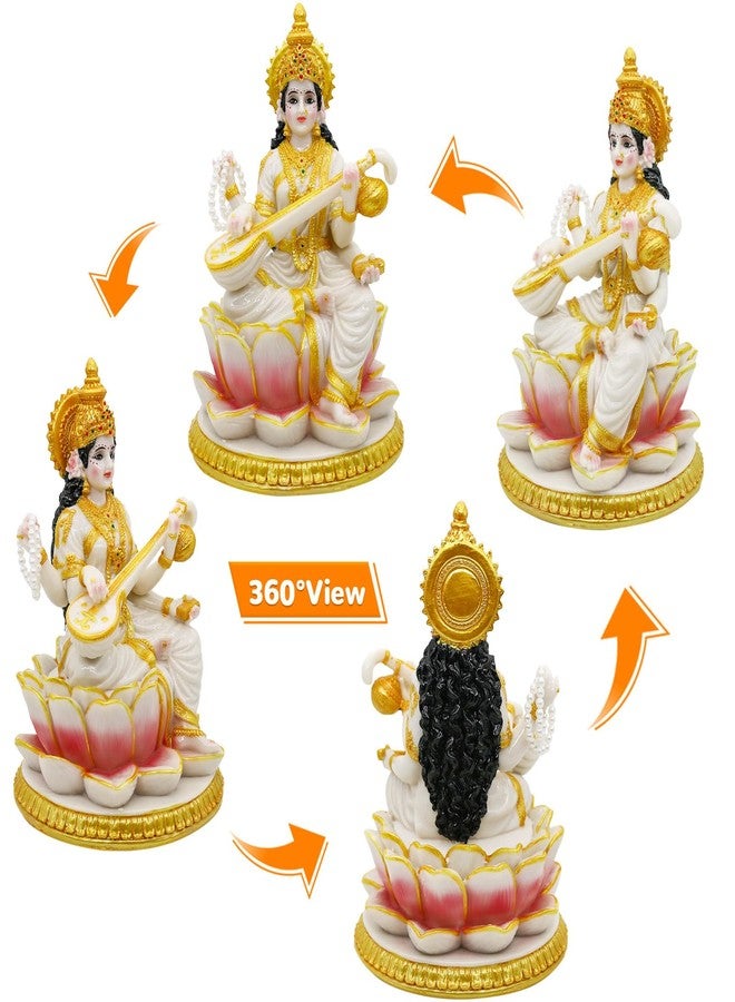 BangBangDa Big Hindu Goddess Saraswati Statue – 8.7”H India God Saraswati Idol Home Office Temple Mandir Pooja Decor Diwali Puja Gifts Indian Gifts for Man Woman Friends - Image 5