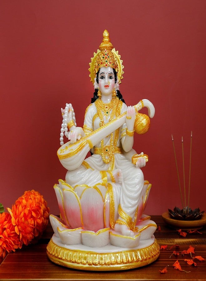 BangBangDa Big Hindu Goddess Saraswati Statue – 8.7”H India God Saraswati Idol Home Office Temple Mandir Pooja Decor Diwali Puja Gifts Indian Gifts for Man Woman Friends - Image 2