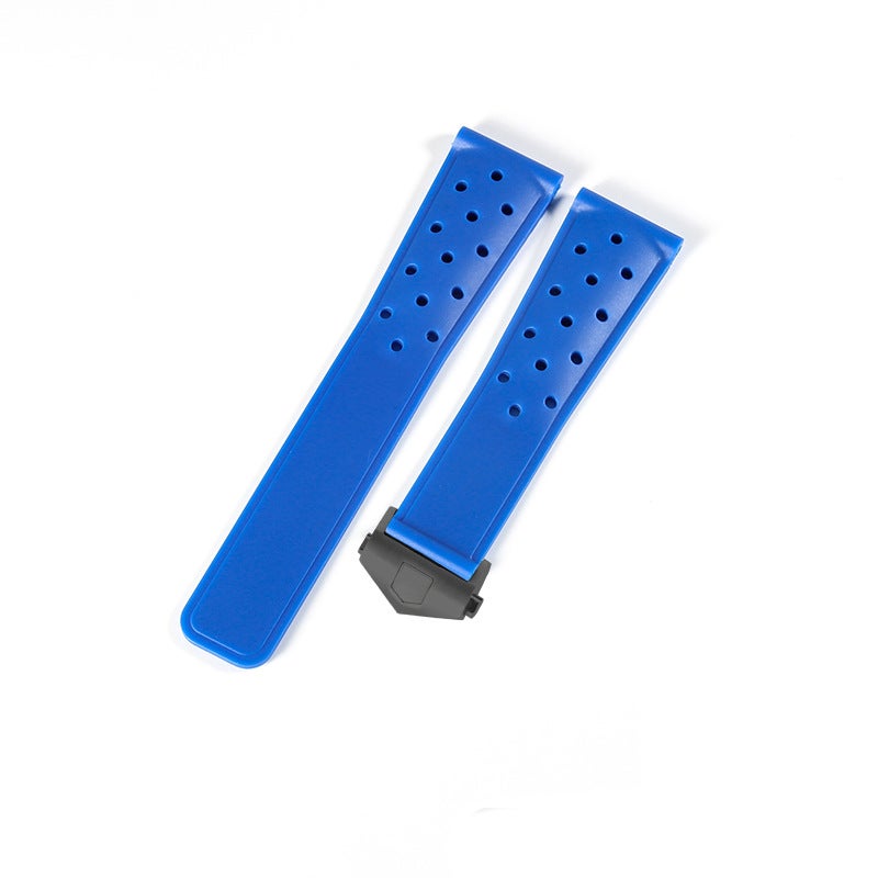 Generic Tag Heuer Carrera F1 Silicone Strap 22mm Blue-Black Buckle-Z5(2.0) 