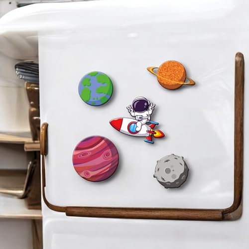 Yey Fridge Magnets Set Space Design with Planets and Astronaut for Home, Kitchen and Office Decoration (Multicolour, 3x2 inches) Set of 5 Magnets - Image 2