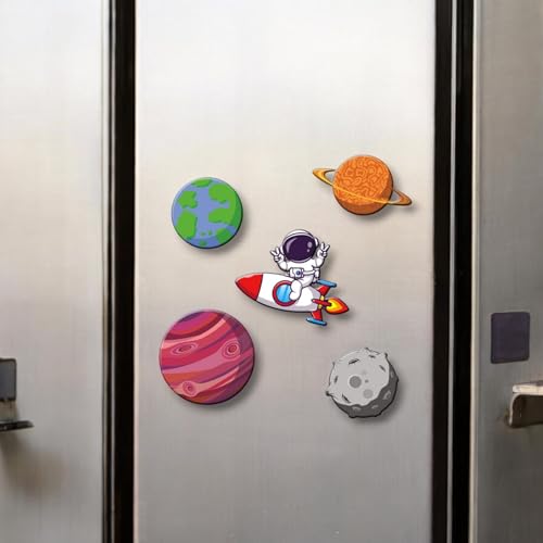 Yey Fridge Magnets Set Space Design with Planets and Astronaut for Home, Kitchen and Office Decoration (Multicolour, 3x2 inches) Set of 5 Magnets - Image 4