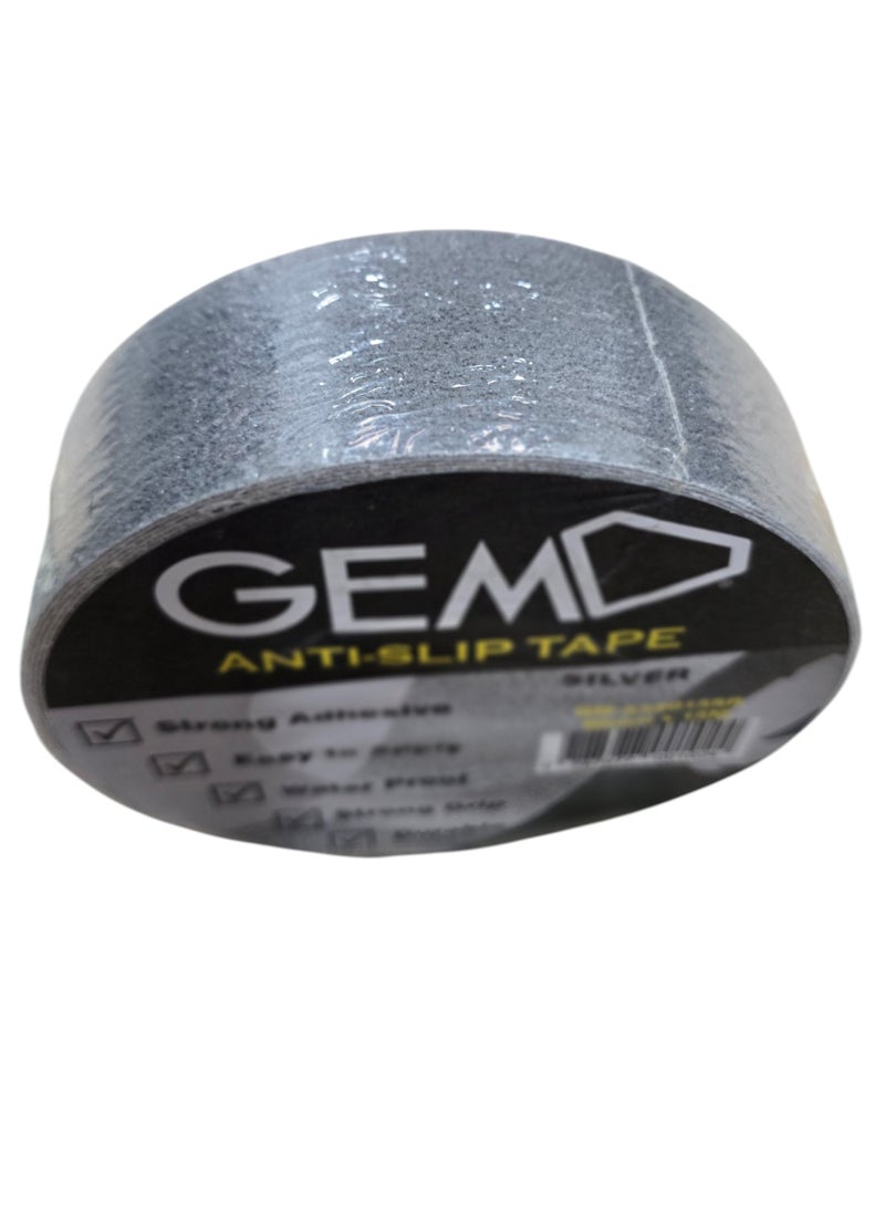 جم شريط جيم مانع للانزلاق 50 مم × 15 م فضي لاصق قوي قبضة متينة - Image 3