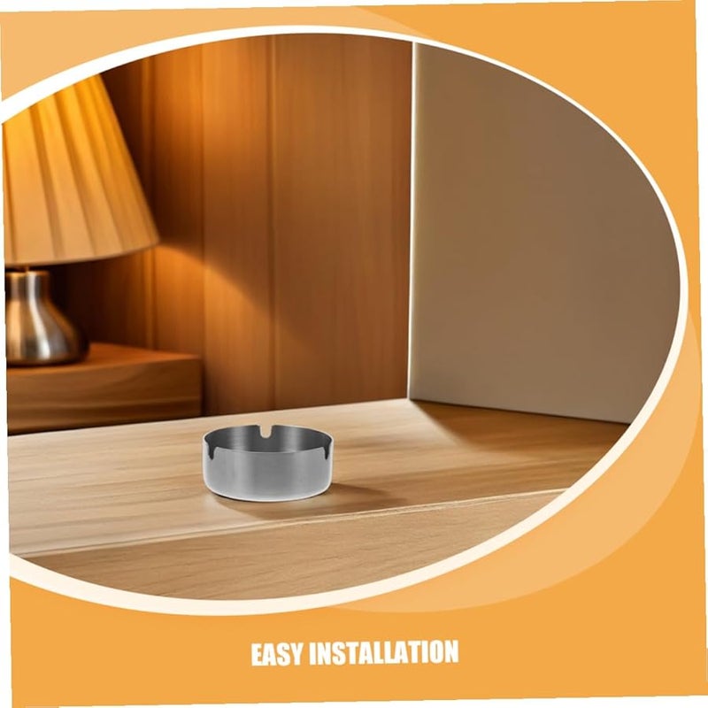Stainless Steel Ashtray 2 Pack Round Compact Ash Holder Portable for Indoor Outdoor - Image 4