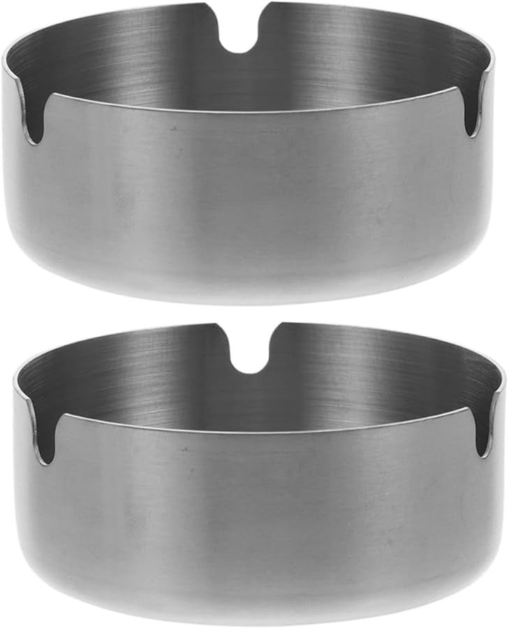Stainless Steel Ashtray 2 Pack Round Compact Ash Holder Portable for Indoor Outdoor - Image 2