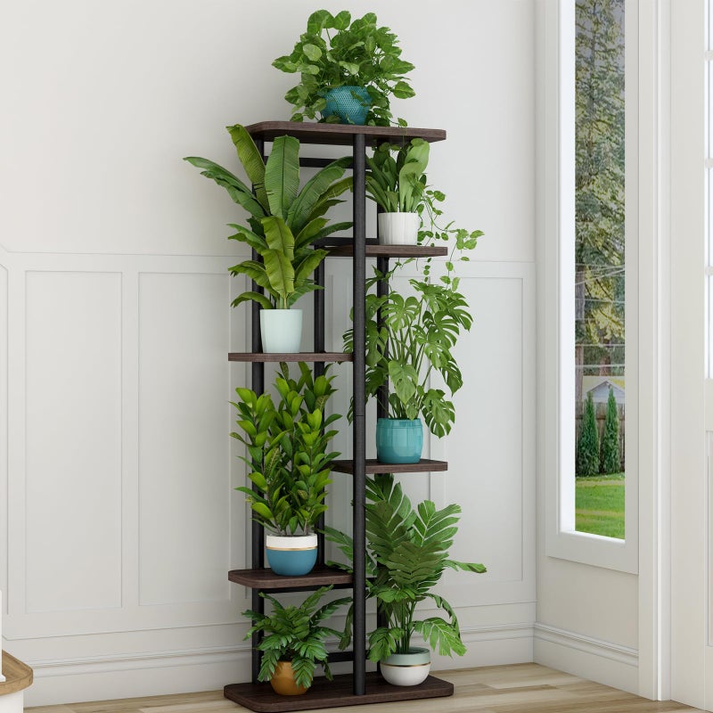 LINZINAR Plant Stand 6 Tier 7 Potted Indoor Plant Shelf Multiple Stands for Garden Corner Balcony Living Room - Image 4