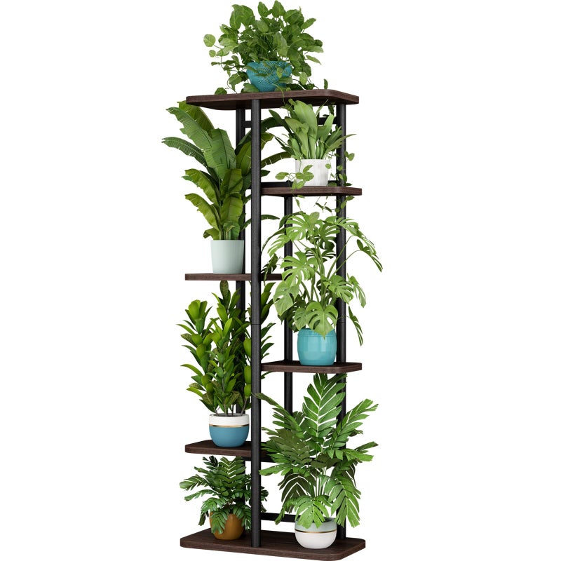LINZINAR Plant Stand 6 Tier 7 Potted Indoor Plant Shelf Multiple Stands for Garden Corner Balcony Living Room - Image 1