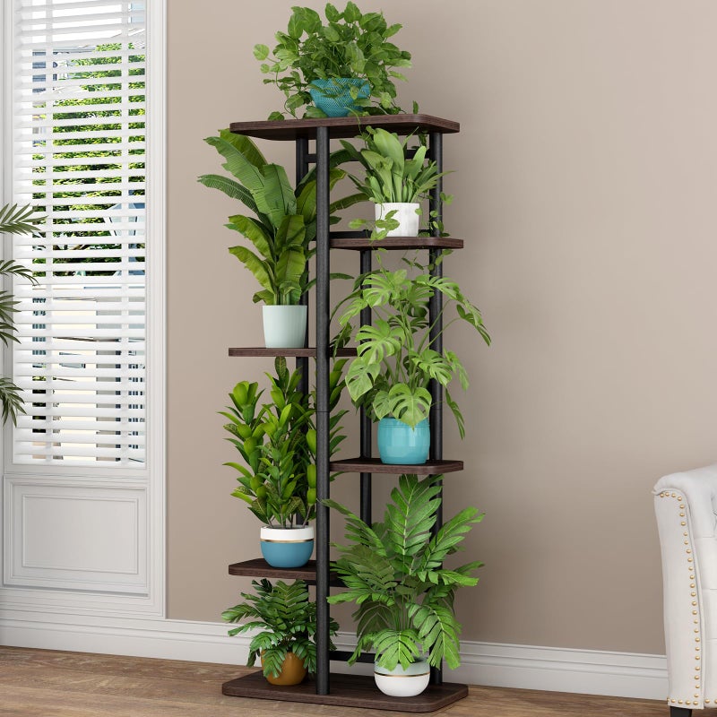 LINZINAR Plant Stand 6 Tier 7 Potted Indoor Plant Shelf Multiple Stands for Garden Corner Balcony Living Room - Image 2