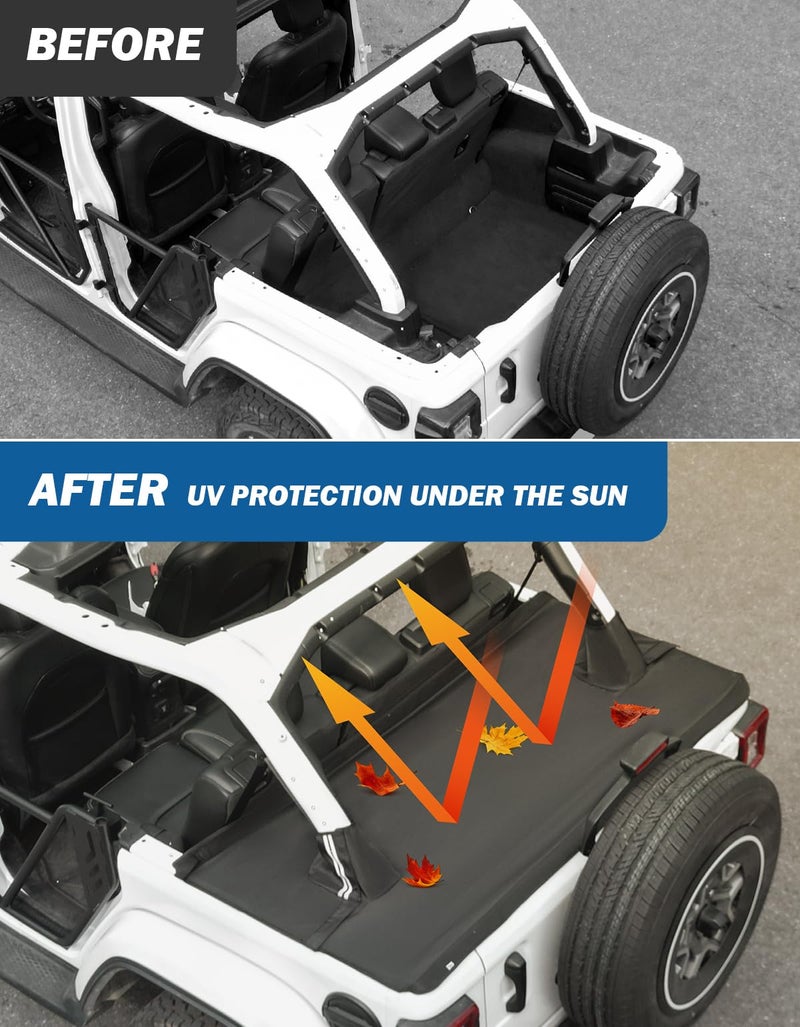 JOYTUTUS Tonneau Cover 4 Door Compatible with Wrangler JLU 2018-2026, Trunk Cargo Cover Tailgate Cover JL Accessories - Image 2