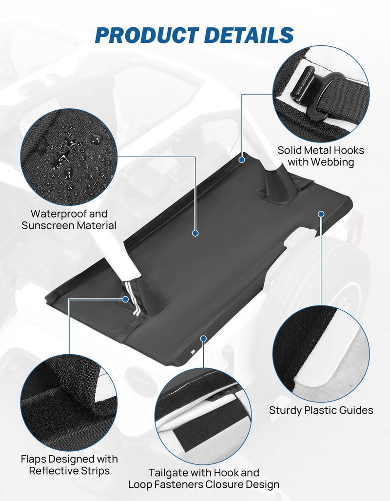 JOYTUTUS Tonneau Cover 4 Door Compatible with Wrangler JLU 2018-2026, Trunk Cargo Cover Tailgate Cover JL Accessories - Image 4