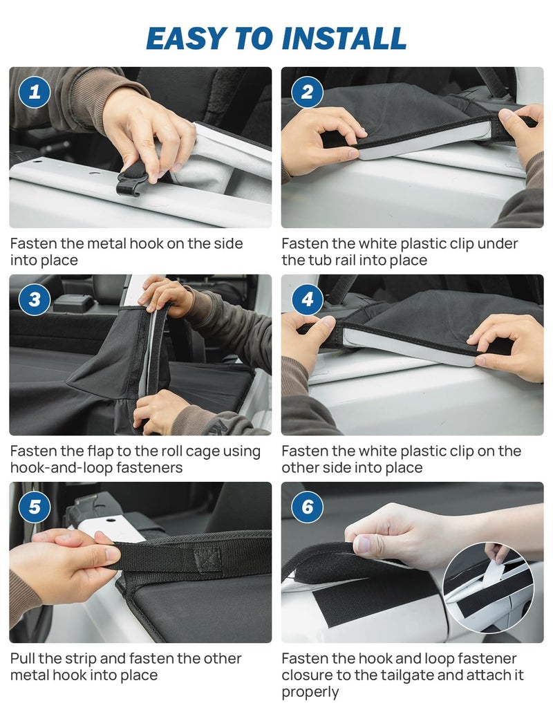 JOYTUTUS Tonneau Cover 4 Door Compatible with Wrangler JLU 2018-2026, Trunk Cargo Cover Tailgate Cover JL Accessories - Image 5