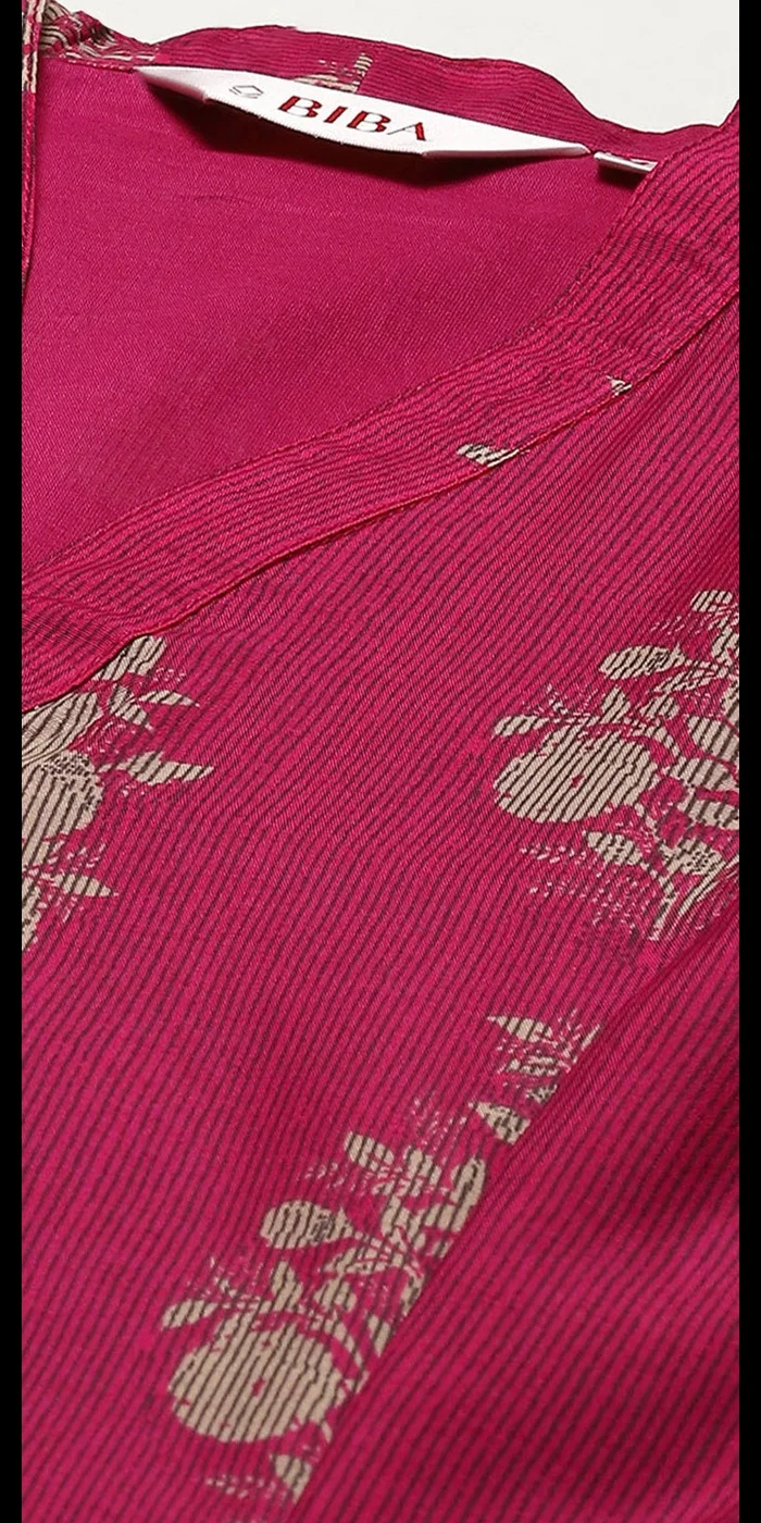 بيبا طقم بدلة كورتا بالازو مطبوعة على شكل A بمزيج قطني باللون الأرجواني