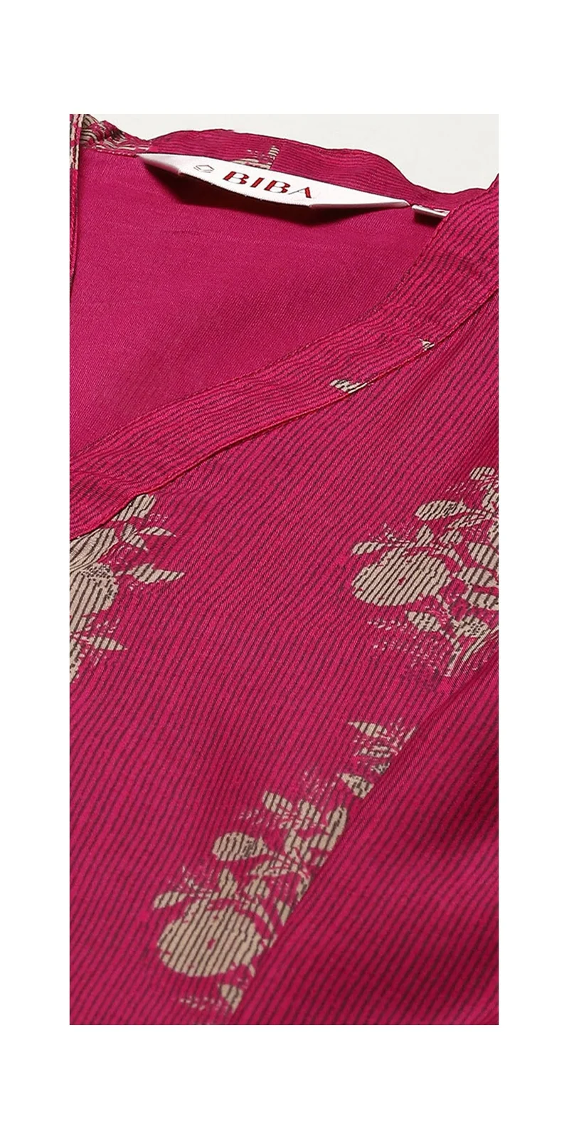 Biba Magenta Cotton Blend A-Line Printed Kurta Palazzo Suit Set