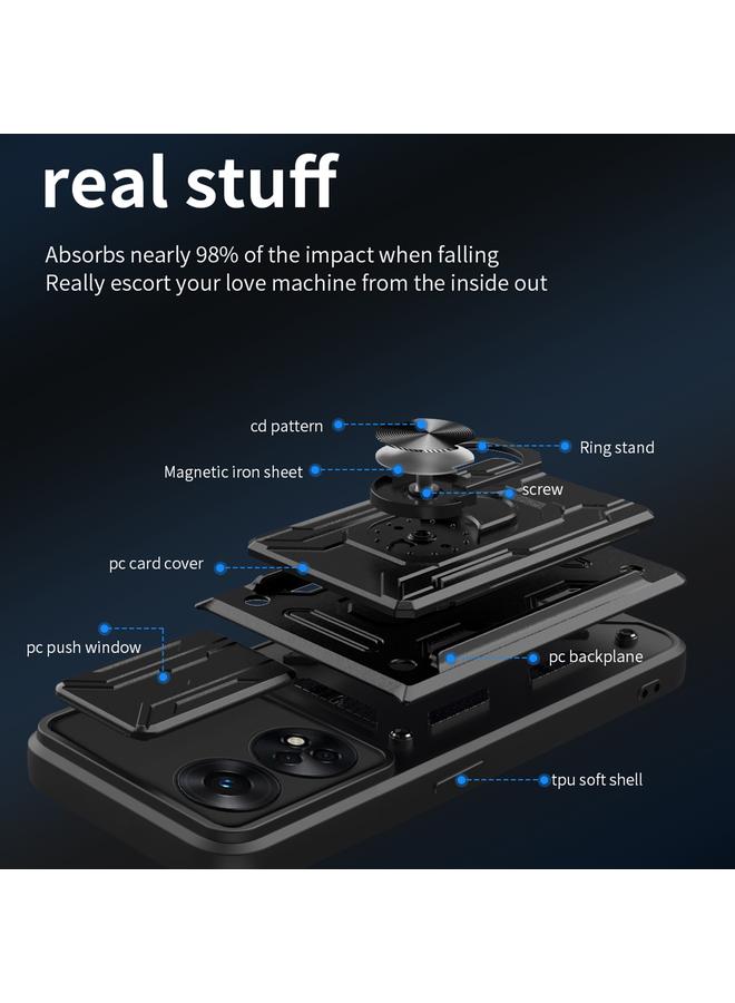 اس-توب جراب لهاتف OPPO Reno8 T 4G، جراب هاتف مزود ببطاقة كاميرا منزلقة - Image 5