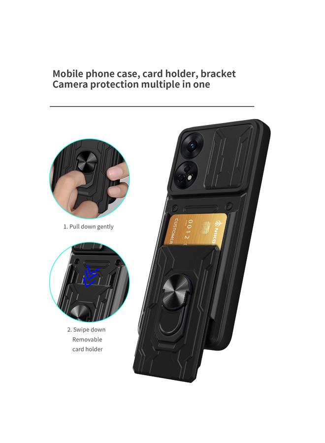 اس-توب جراب لهاتف OPPO Reno8 T 4G، جراب هاتف مزود ببطاقة كاميرا منزلقة - Image 4