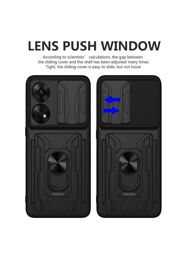 اس-توب جراب لهاتف OPPO Reno8 T 4G، جراب هاتف مزود ببطاقة كاميرا منزلقة - Image 3