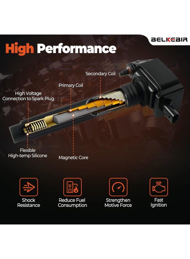 BELKEBIR 6 PCS Ignition Coil Packs & Iridium Spark Plugs Compatible with Dodge Challenger Durango Journey Grand Caravan, Chrysler 200 300, Jeep Grand Cherokee Wrangler, RAM 1500 3.6L V6 Replace UF648 97390 - Image 4