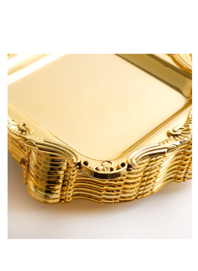 SOLARAE 20 قطعة صينية كعكة مصغرة مع حدود عتيقة لوحات كعكة موسى الذهبية صينية حلويات عرض كعك الكب كيك حامل عرض المجوهرات حامل الأقراط والقلائد والأساور والساعات تخزين المجوهرات - Image 4