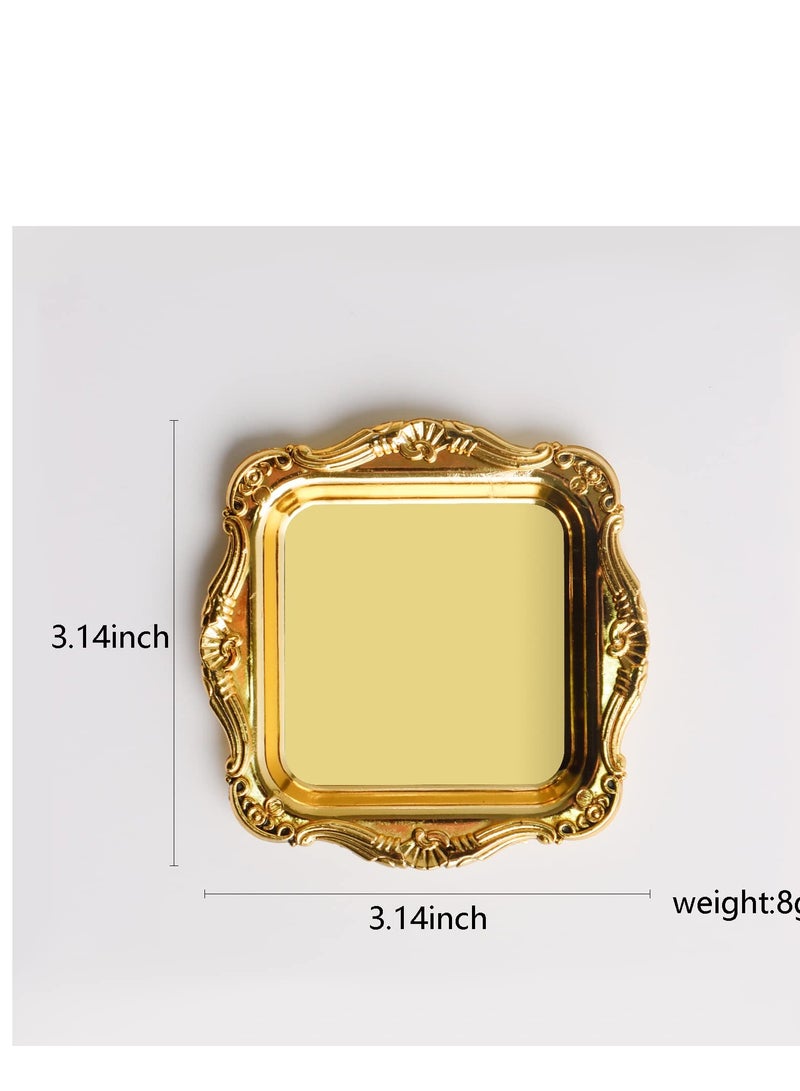 SOLARAE 20 قطعة صينية كعكة مصغرة مع حدود عتيقة لوحات كعكة موسى الذهبية صينية حلويات عرض كعك الكب كيك حامل عرض المجوهرات حامل الأقراط والقلائد والأساور والساعات تخزين المجوهرات - Image 5