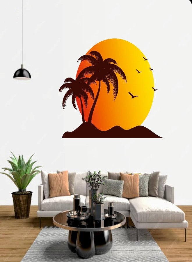 Akki Wold Sunset Beach Tree and Birds Wall Decal Sticker, Decorative Wall Decor Sticker, Living Room Sticker (Size - 60CM X 70CM) - Image 3