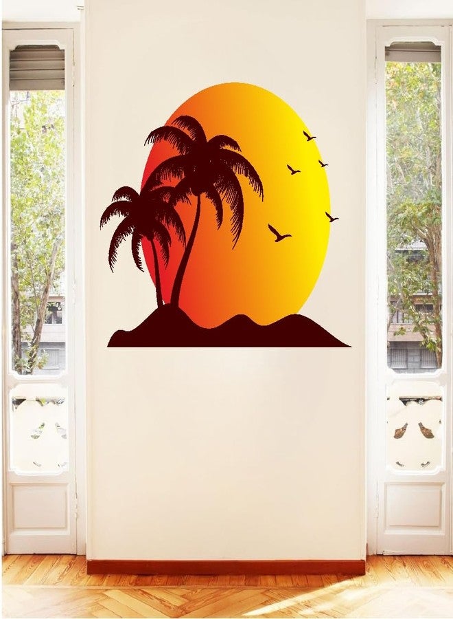 Akki Wold Sunset Beach Tree and Birds Wall Decal Sticker, Decorative Wall Decor Sticker, Living Room Sticker (Size - 60CM X 70CM) - Image 5