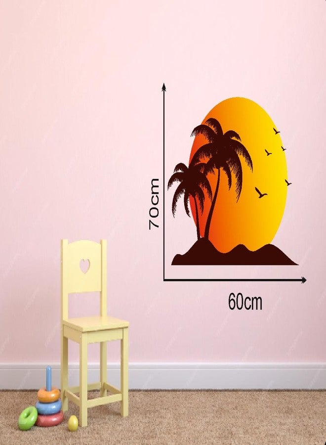 Akki Wold Sunset Beach Tree and Birds Wall Decal Sticker, Decorative Wall Decor Sticker, Living Room Sticker (Size - 60CM X 70CM) - Image 4
