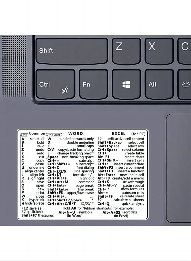 Beauenty - Windows/word shortcut key sticker set to decorate laptop keyboard shortcut key reference tips sticker - Image 1