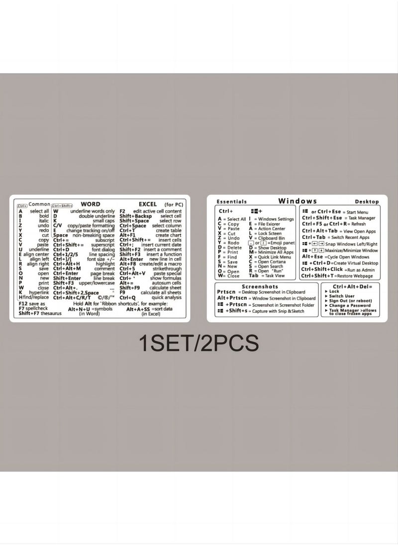 Beauenty - Windows/word shortcut key sticker set to decorate laptop keyboard shortcut key reference tips sticker - Image 1