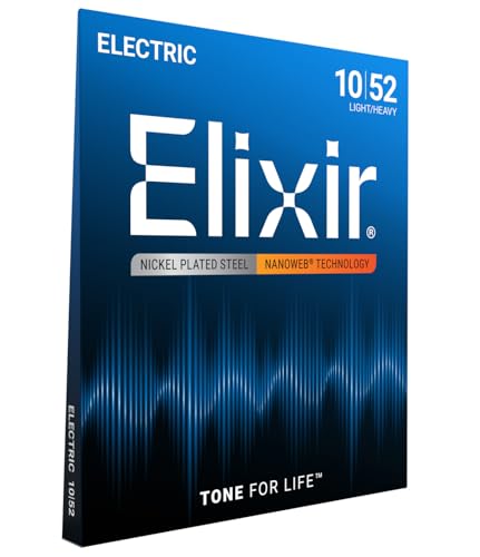 Elixir Strings, Electric Guitar Strings, Nickel Plated Steel with NANOWEB Coating, Longest-Lasting Bright Tone with Comfortable Feel, 6 String Set, Light/Heavy 10-52 - Image 1