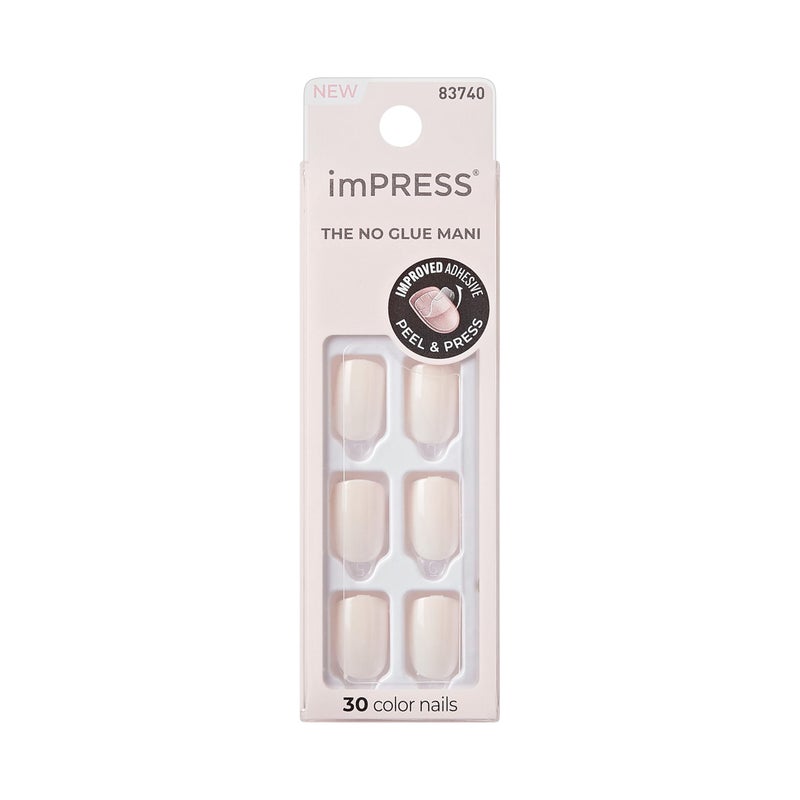 Impress Kiss Impress No Glue Mani Press On Nails, Color, 'Point Pink', Pink, Short Size, Squoval Shape, Includes 30 Nails, Prep Pad, Instructions Sheet, 1 Manicure Stick, 1 Mini File - Image 2