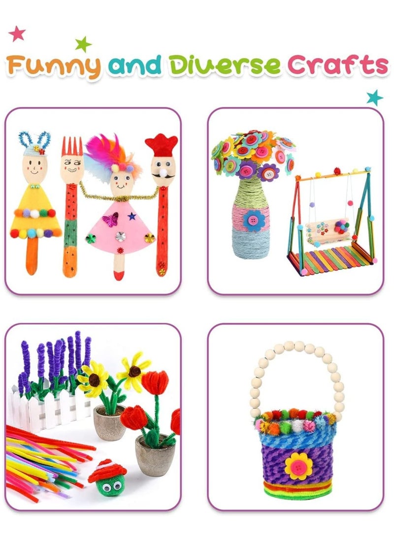 1405 Pcs Art and Craft Supplies for Kids Toddler DIY Craft Art Supply Set Included Pipe Cleaners Pom Poms Feather Folding Storage Box - All in One for Craft DIY Art Supplies Childrens Early Toy - Image 5