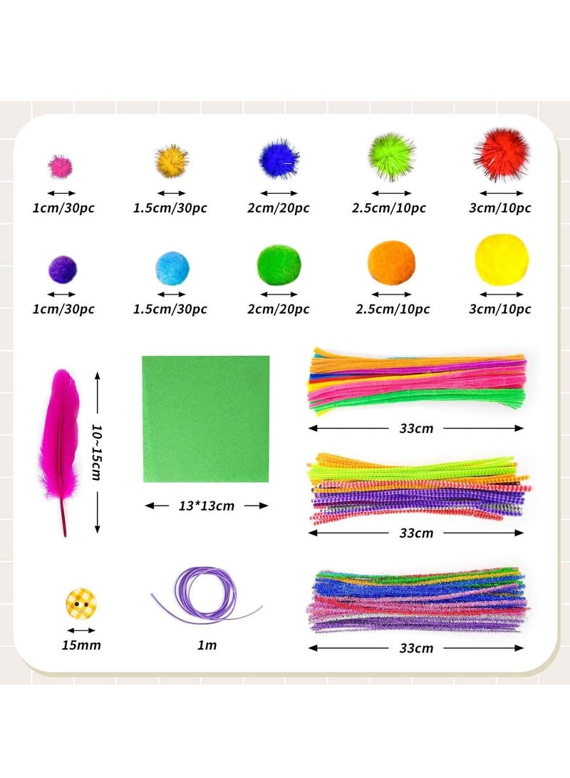 1405 Pcs Art and Craft Supplies for Kids Toddler DIY Craft Art Supply Set Included Pipe Cleaners Pom Poms Feather Folding Storage Box - All in One for Craft DIY Art Supplies Childrens Early Toy - Image 4