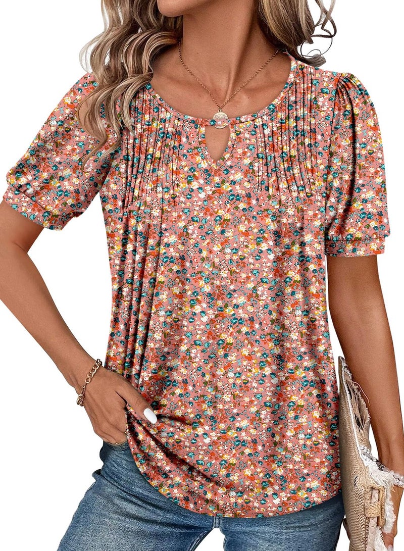 KISSMODA 2026 Womens Short Sleeves Button Shirts Floral Summer Tunic Top Woman Boho Tunics Tops - Image 5