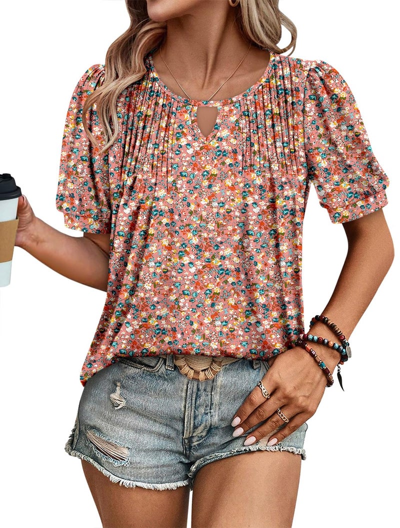 KISSMODA 2026 Womens Short Sleeves Button Shirts Floral Summer Tunic Top Woman Boho Tunics Tops - Image 2