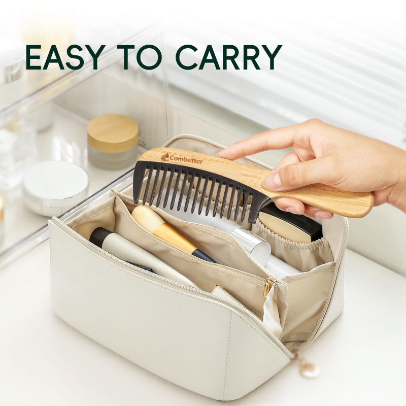 Combetter Bamboo Detangling Comb, Anti Static Comb for Curly, Thick, Think Hair & Beard, Eco-Friendly Durable Bakelite Infused Hair Comb for Women,Men (Wide Tooth with Handle) - Image 5