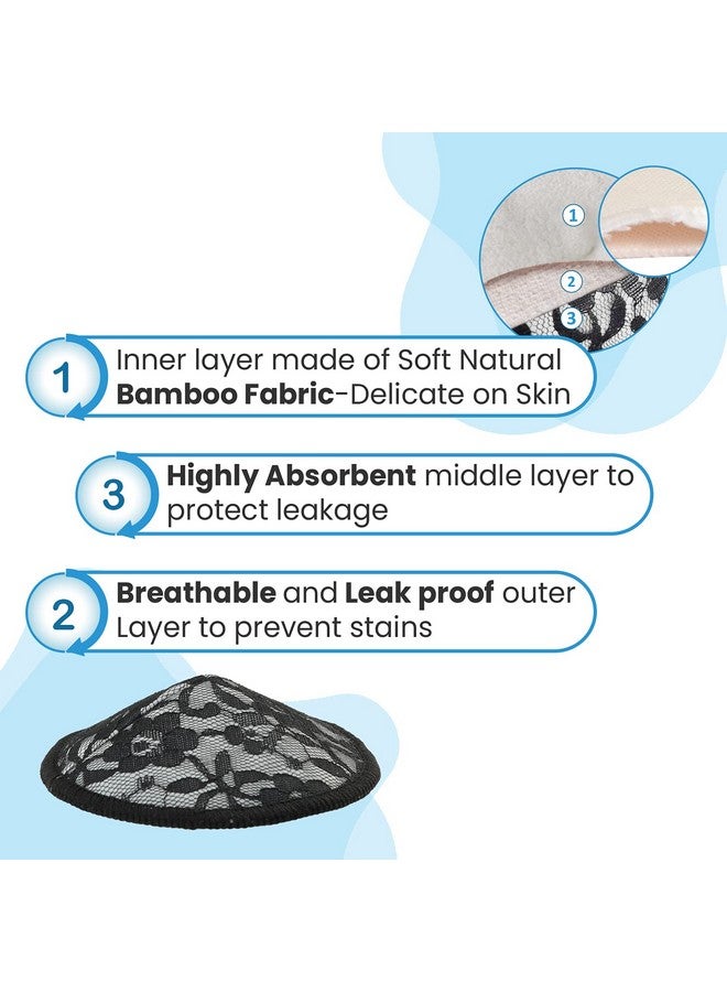 Luvlap LuvLap Natural Bamboo Washable Nursing Breast Pads for Breast feeding mothers, Beautiful Lace Style, Contoured Shape for snug fit, Nipple Pad, Includes Laundry Bag, Super absorption, 10Pc - Image 3