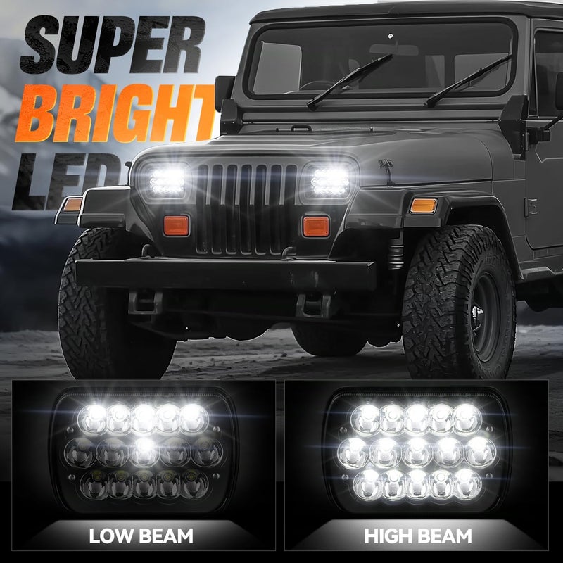 Auto Dynasty H6054 LED Headlight assembly 7x6 5x7 Headlamp Hi/Low Sealed Beam Compatible with Chevy Express Blazer Van GMC S10 C/K Ford E/F Jeep Wrangler YJ XJ CherokeeTruck Van, 5000K Output, Black - Image 4