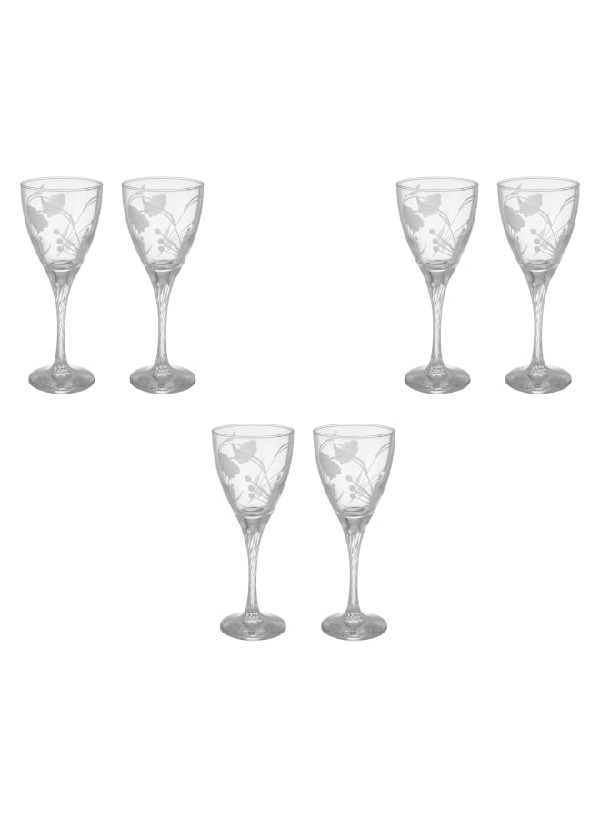 Pasabahce Decorated Goblet Glass Set 6 Pieces - 205 - Glass clear 205ml - Image 1
