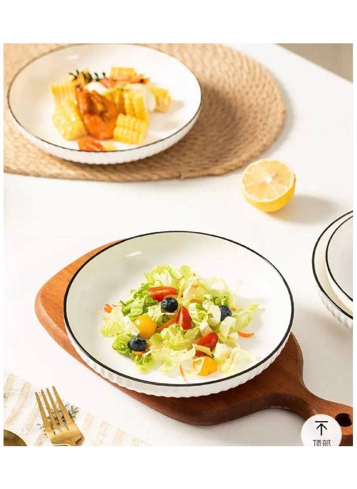 Generic - Porcelain bowl set with a colored frame. The 6-piece set consists of 4 porcelain bowls and 2 large plates. - Image 1