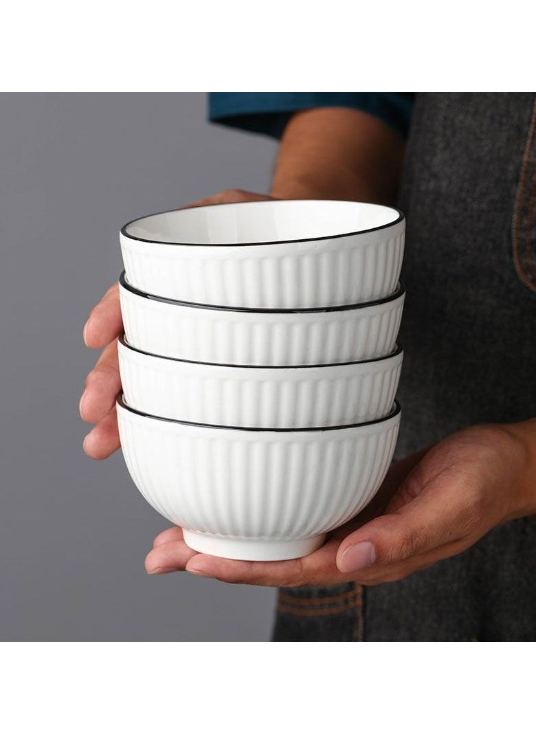 Generic - Porcelain bowl set with a colored frame. The 6-piece set consists of 4 porcelain bowls and 2 large plates. - Image 1