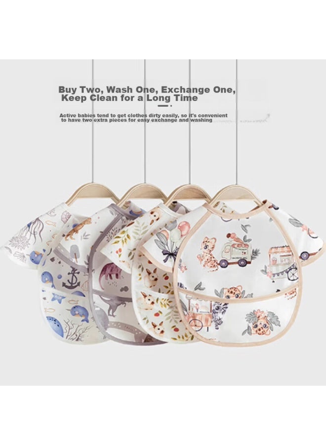 9i9 Baby Bib, Waterproof Eating Bib, Reverse Wear Bib, Infant Cotton Bib, 2-piece Set, A57 - Image 4